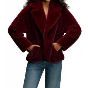 NEW VELVET BY GRAHAM & SPENCER carolyn faux fur jacket in burgundy